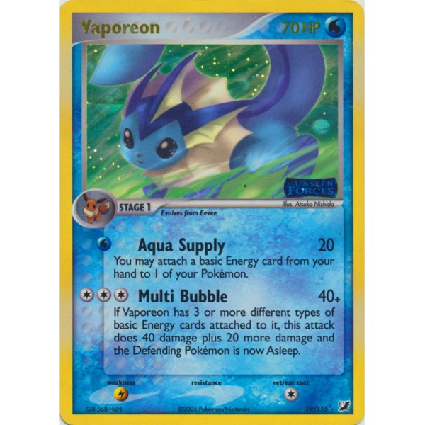 EX Unseen Forces - 19/115 - Vaporeon (rare reverse holo)