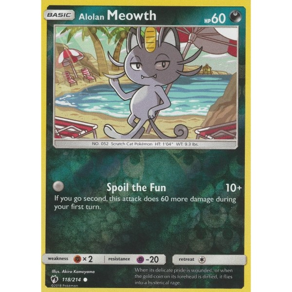Lost Thunder - 118/214 - Alolan Meowth (reverse holo)