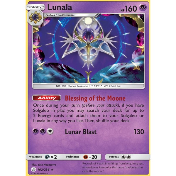 Cosmic Eclipse - 102/236 - Lunala (rare holo)