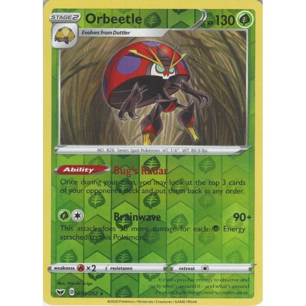 Sword Shield - 019/202 - Orbeetle (reverse holo)
