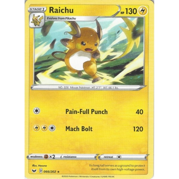 Sword Shield - 066/202 - Raichu (rare)