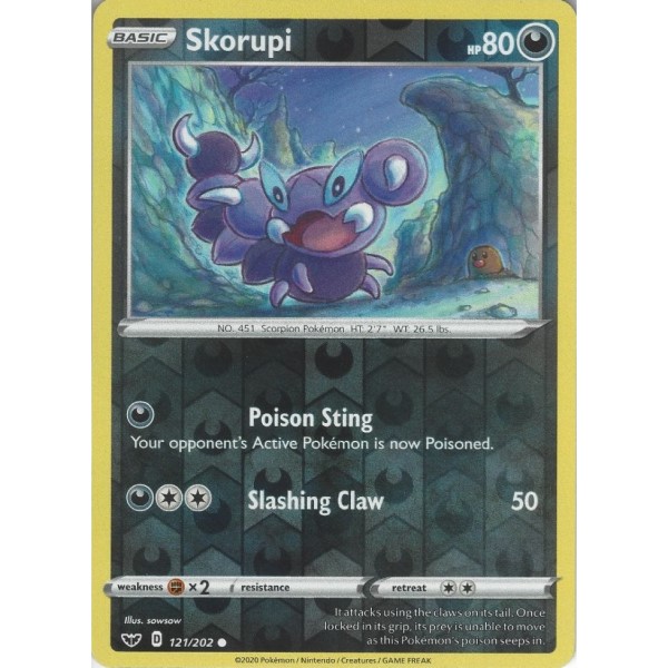 Sword Shield - 121/202 - Skorupi (reverse holo)