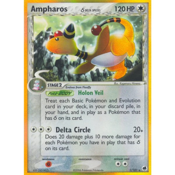 EX Dragon Frontiers - 1/101 - Ampharos Delta Species (rare holo)