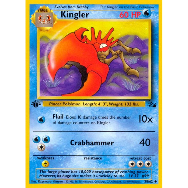 Fossil - 38/62 - Kingler – 1e Edition