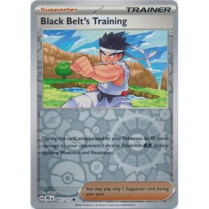 Prismatic Evolutions - 097/131 - Trainer Black Belt's Practice (Johto) (reverse holo)