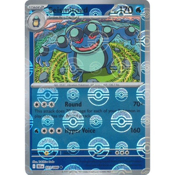 Black Bolt - 021/086 - Seismitoad (poke ball reverse holo)