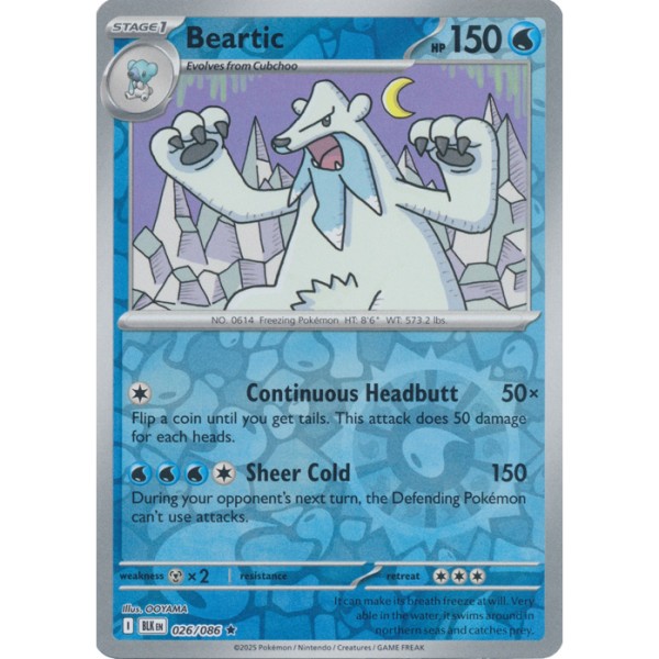 Black Bolt - 026/086 - Beartic (rare reverse holo)