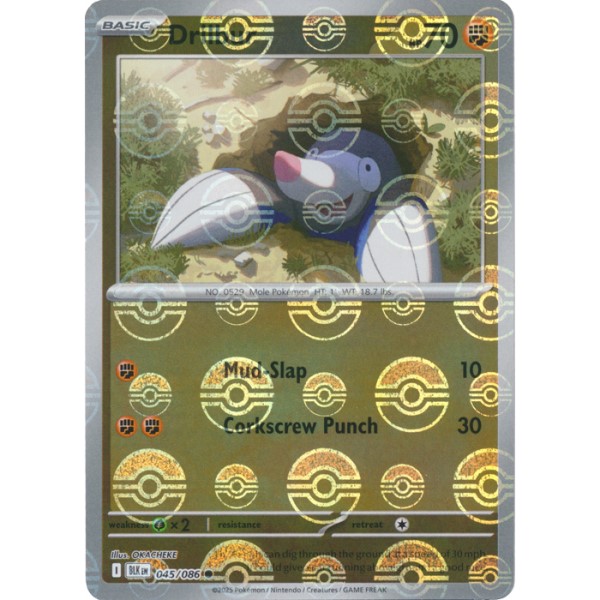 Black Bolt - 045/086 - Drilbur (poke ball reverse holo)