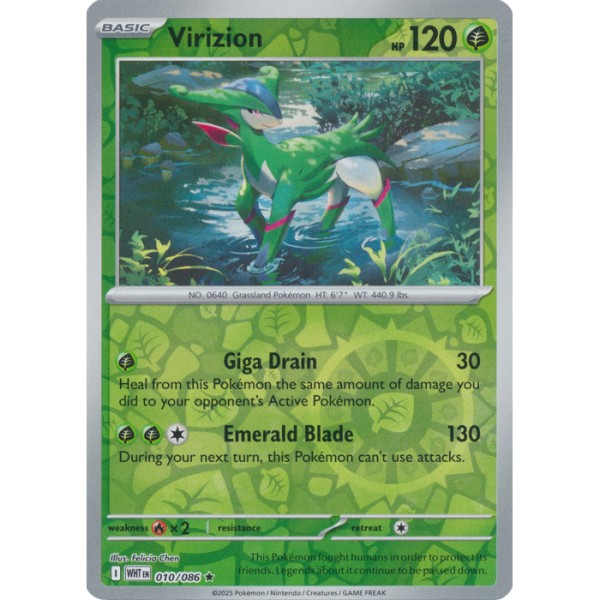 White Flare - 010/086 - Virizion (rare reverse holo)