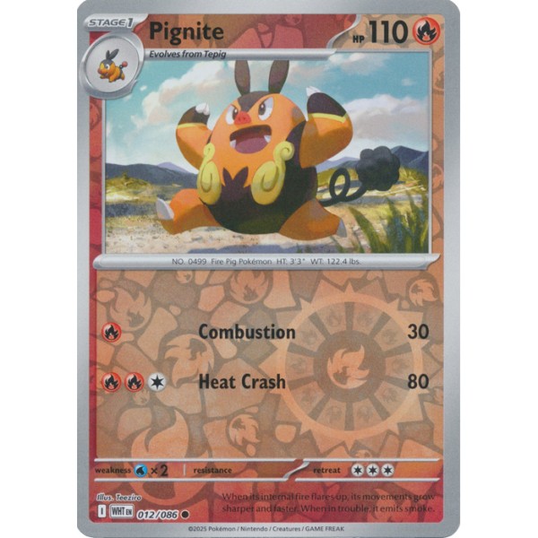 White Flare - 012/086 - Pignite (reverse holo)