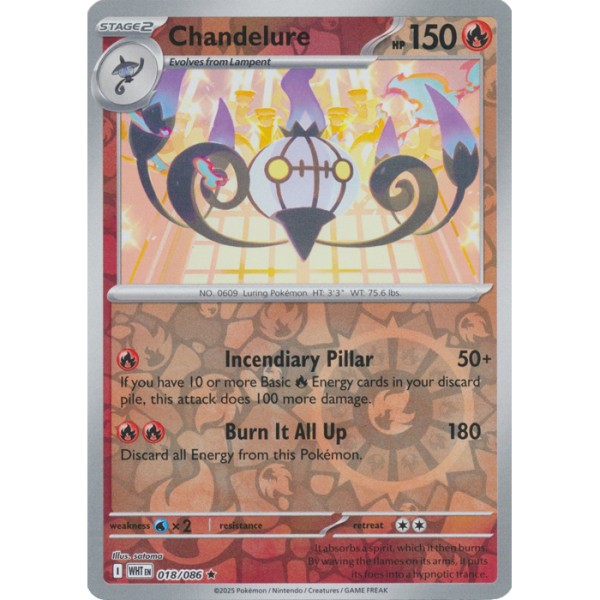White Flare - 018/086 - Chandelure (rare reverse holo)