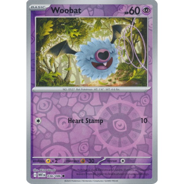 White Flare - 036/086 - Woobat (reverse holo)