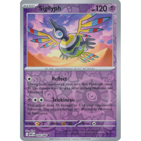White Flare - 038/086 - Sigilyph (reverse holo)
