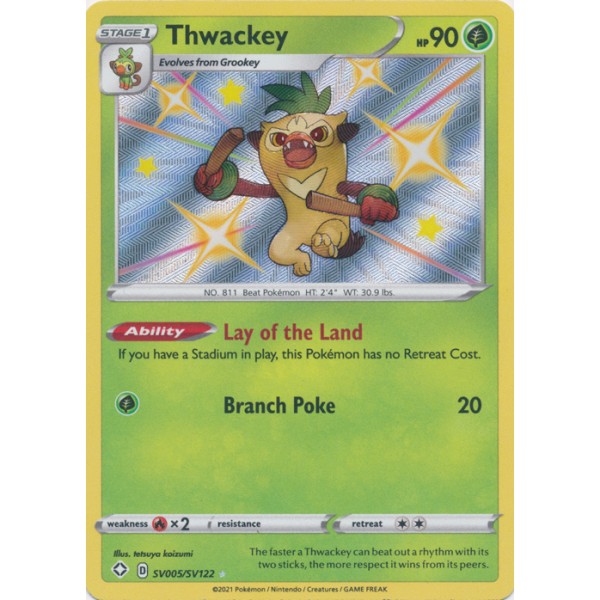 Shiny Vaults - SV005/SV122 - Thwackey (shiny rare)