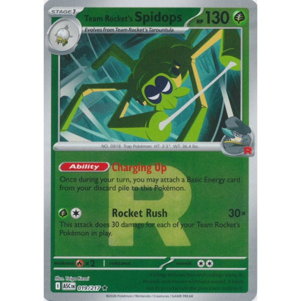 Ascended Heroes - 019/217 - Team Rocket's Spidops (rare rocket reverse holo)