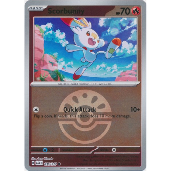 Ascended Heroes - 036/217 - Scorbunny (ball reverse holo)