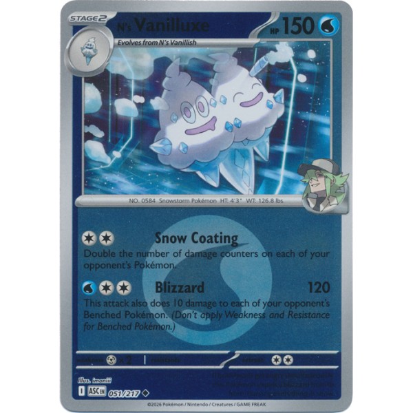 Ascended Heroes - 051/217 - N's Vanilluxe (energy reverse holo)