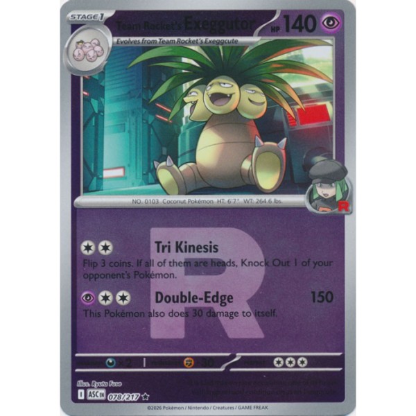 Ascended Heroes - 078/217 - Team Rocket's Exeggutor (rare rocket reverse holo)