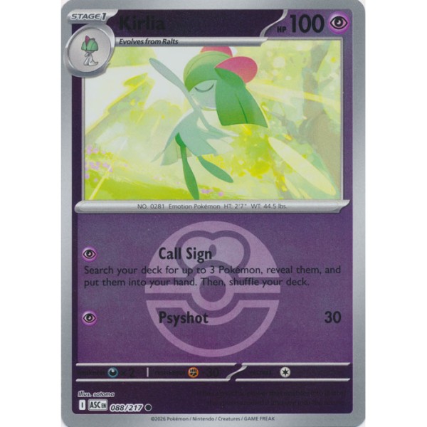 Ascended Heroes - 088/217 - Kirlia (ball reverse holo)