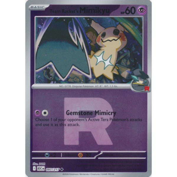 Ascended Heroes - 097/217 - Team Rocket's Mimikyu (rocket reverse holo)