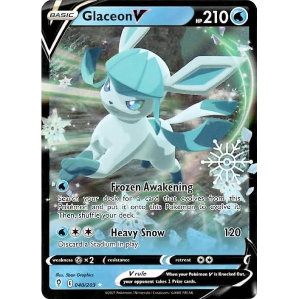 Evolving Skies - 040/203 - Glaceon V (ultra rare) - Snowflake Promo