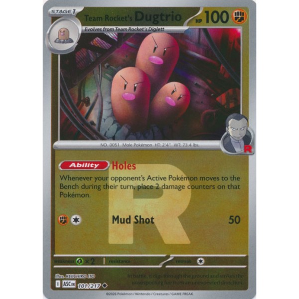 Ascended Heroes - 101/217 - Team Rocket's Dugtrio (rocket reverse holo)
