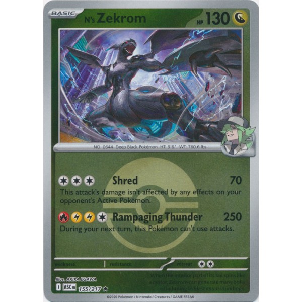 Ascended Heroes - 155/217 - N's Zekrom (rare ball reverse holo)