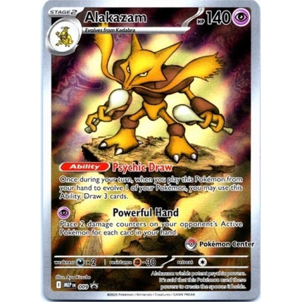 Mega Evolution Promo - 009 - Alakazam (pokemon center stamp)