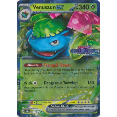 Stellar Crown - 001/142 - Venusaur EX (double rare) Stamped