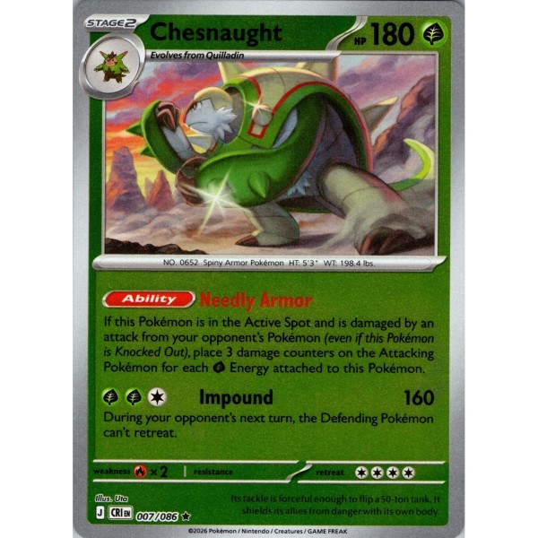 Chaos Rising - 007/086 - Chesnaught (rare reverse holo)