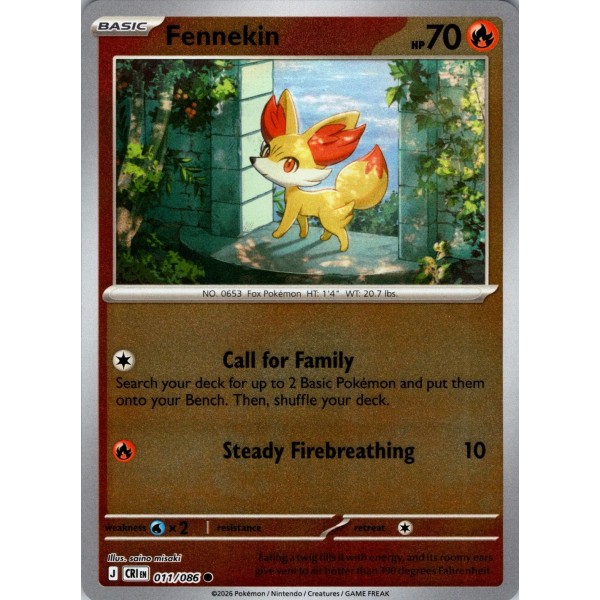 Chaos Rising - 011/086 - Fennekin (reverse holo)