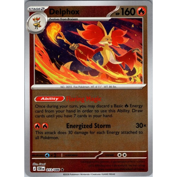 Chaos Rising - 013/086 - Delphox (rare reverse holo)