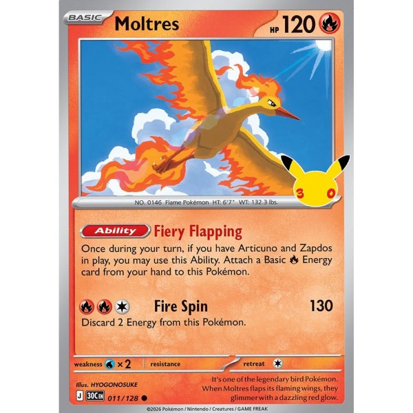 30th Anniversary - 011/128 - Moltres (holo)