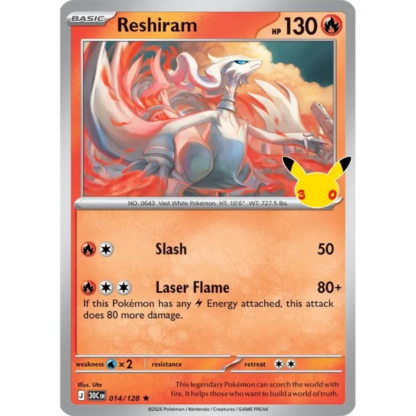 30th Anniversary - 014/128 - Reshiram (rare holo)