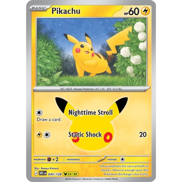 30th Anniversary - 045/128 - Pikachu (rare holo)