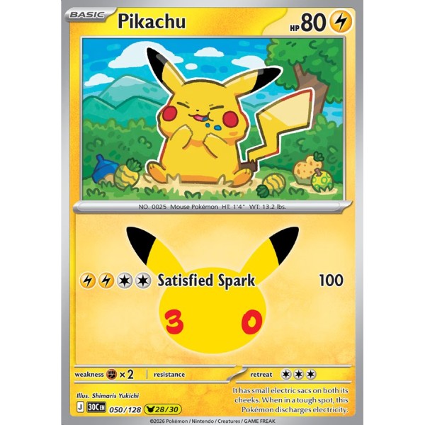 30th Anniversary - 050/128 - Pikachu (rare holo)