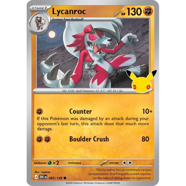 30th Anniversary - 085/128 - Lycanroc (holo)