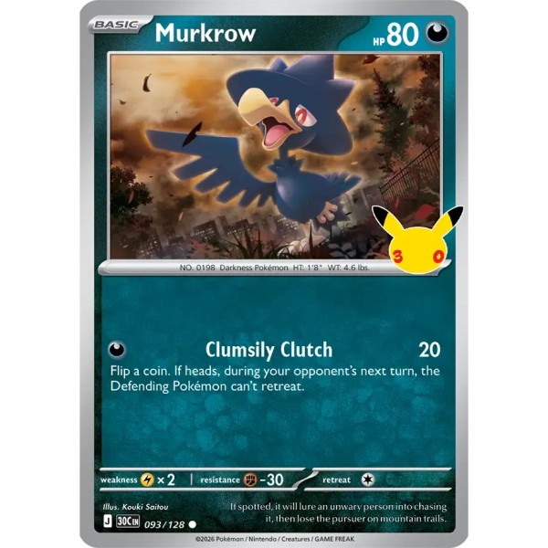 30th Anniversary - 093/128 - Murkrow (holo)