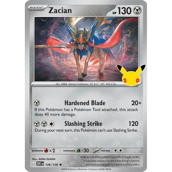 30th Anniversary - 106/128 - Zacian (rare holo)