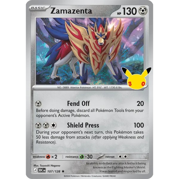 30th Anniversary - 107/128 - Zamazenta (rare holo)